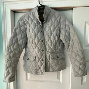 Eddie Bauer Coat Women's 100% Goose Down Puffer Jacket Gray Snap Petite S EB 550